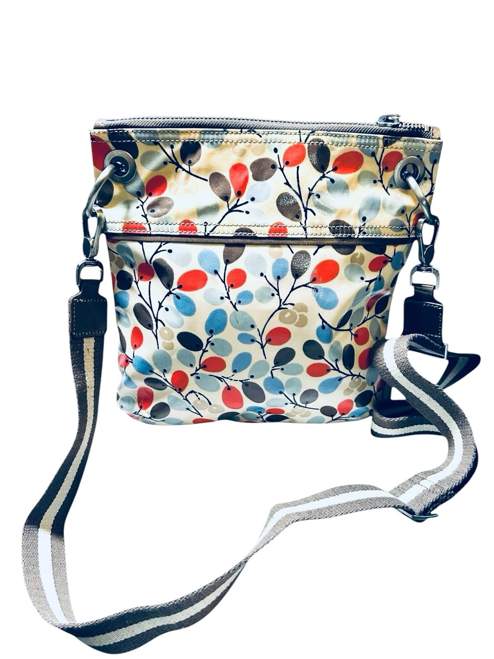 Boden Floral Crossbody Bag Oilcloth Coated Canvas Messenger Adjustable Strap - Picture 2 of 9